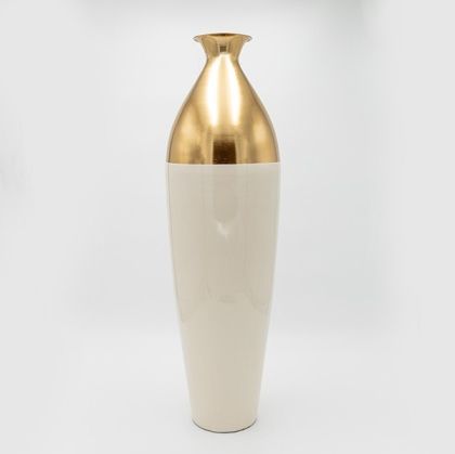 Ваза от желязо - керамична бежова - златна 18x9.5x60.5см