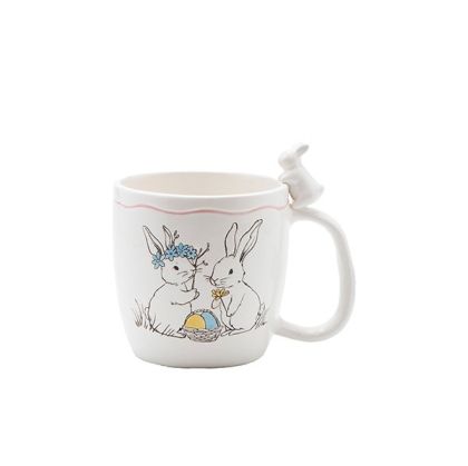 ВЕЛИКДЕНСКА ЧАША СЪС ЗАЙЦИ, КЕРАМИЧНА, БЯЛА, 12X16.2 СМ