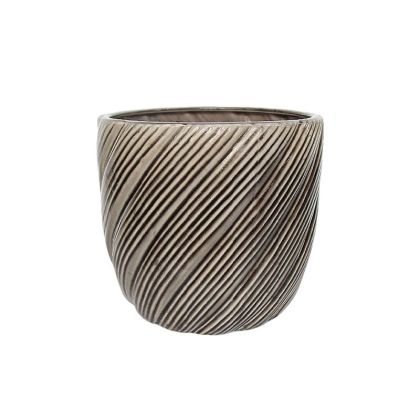Глинена саксия кафява цилиндър със странни линии - Φ23x21см 4/кутия