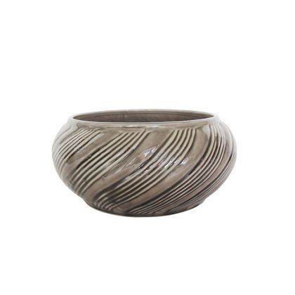 Глинена саксия кафява, овална със странни линии - Φ28.5x12.5см 4/кутия