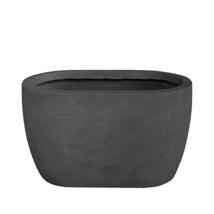 Голяма саксия, изработена от лек черен цимент, правоъгълна - 78x46x44см