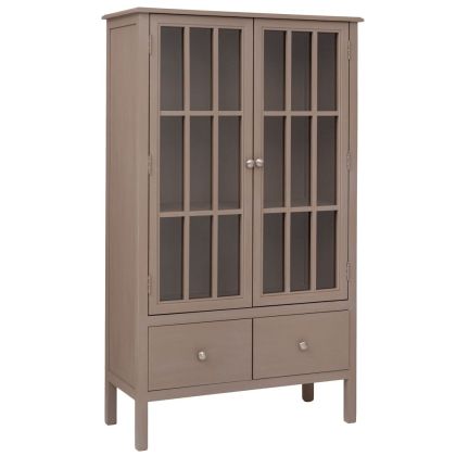 ДВОЙНА ДЪРВЕНА ВИТРИНА СЪС СТЪКЛО В СИВ ЦВЯТ 80,5X35X135СМ