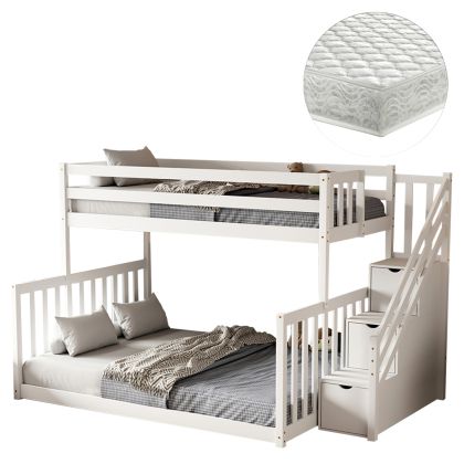 Двуетажно легло Beamer Hm21320 от борова дървесина в бяло - за матраци 90 и 140x190см.