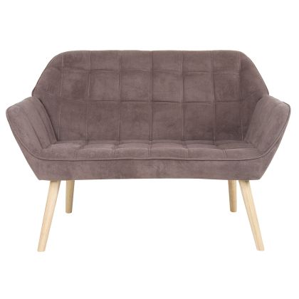 Двуместен диван Alma - естествен цвят, кафяв велурена материя, K/d