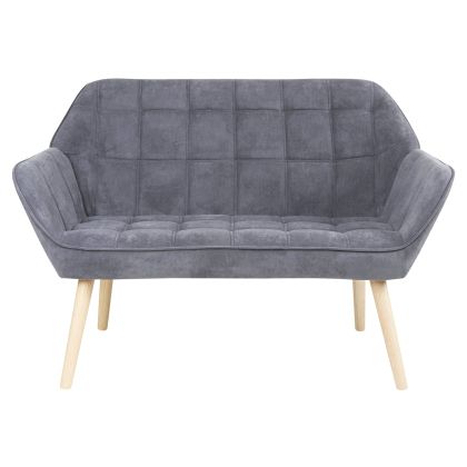 Двуместен диван Alma - естествен цвят, сив велуренен плат, K/d