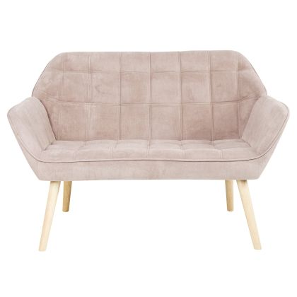 Двуместен диван Alma - естествен, светлокафяв велурена материя, K/d