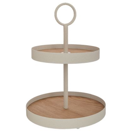 ДВУСЛОЙНА ЧИНИЯ В КРЕМАВ ЦВЯТ, ИЗРАБОТЕНА ОТ МЕТАЛ И ДЪРВО, 30X30X43 СМ