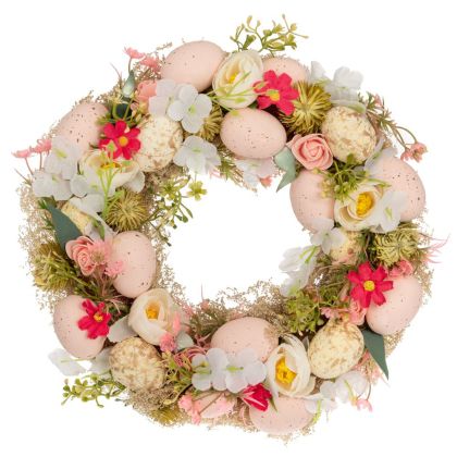 ДЕКОРАТИВЕН ВЕНЕЦ С МНОГОЦВЕТНИ ЦВЕТЯ И ЯЙЦА Ø30 СМ