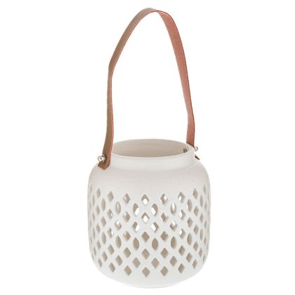 ДЕКОРАТИВЕН КЕРАМИЧЕН ФЕНЕР В БЯЛ ЦВЯТ 10,5X12 СМ