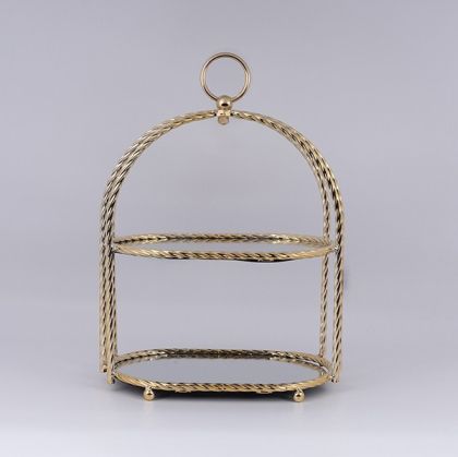 ДЕКОРАТИВЕН МЕТАЛЕН ПОДНОС С ОГЛЕДАЛО, ЗЛАТЕН 22X32X45СМ