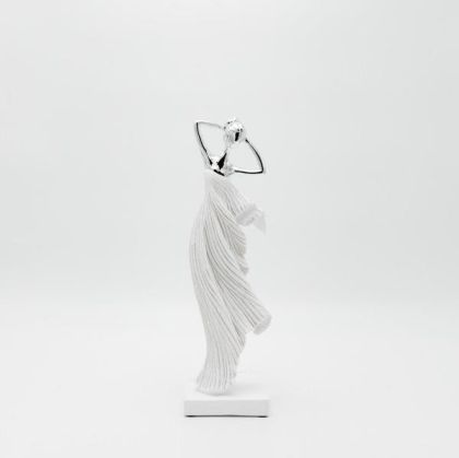 Декоративна скулптура жена сребърна 9.5x6.5x32см