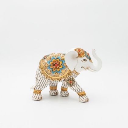 Декоративна фигура слон бял - златен 23x8x17.5см