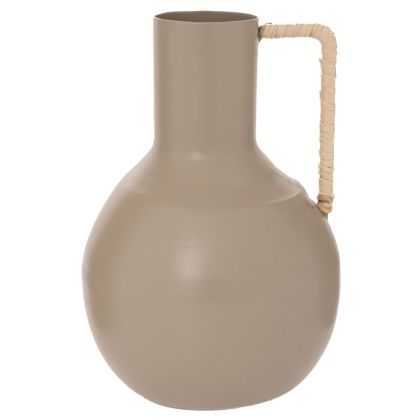 ДЕКОРИРАНА КРЕМАВА МЕТАЛНА ВАЗА С ДРЪЖКА 11X11X16 СМ