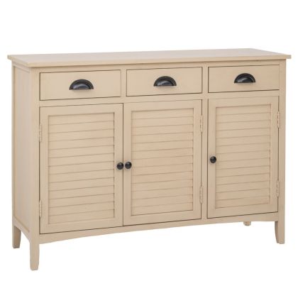 ДЪРВЕН БЮФЕТ В БЕЖОВ ЦВЯТ С 3 ВРАТИ И 3 ЧЕКМЕДЖЕТА 105X35X75СМ