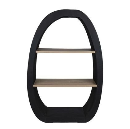 Дървен рафт, натурален - черен 78x30x117см