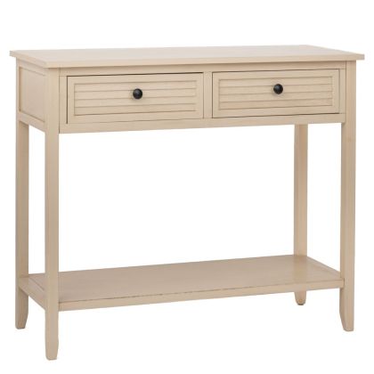 ДЪРВЕНА КОНЗОЛА В БЕЖОВ ЦВЯТ С 2 ЧЕКМЕДЖЕТА 90X33X75СМ