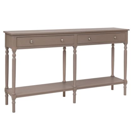 ДЪРВЕНА КОНЗОЛА В СИВ ЦВЯТ С 2 ЧЕКМЕДЖЕТА 150X33X80СМ