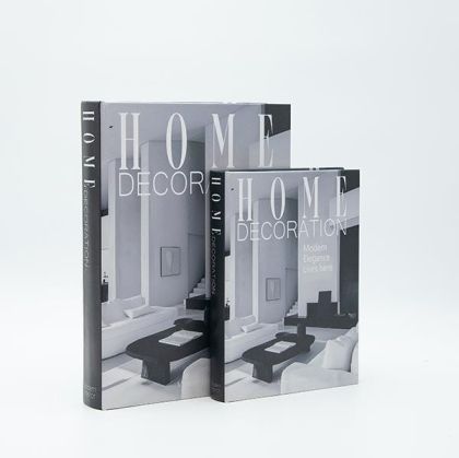 Дървена кутия-книга S/2 черно-бяло-сиво 28.5x22x4см / 22x17x3см