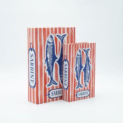 Дървена кутия-книга S/2, червено-синя 27x18x7см / 21x13x5см