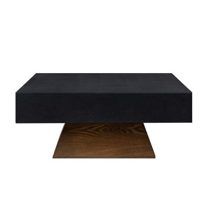 Дървена холна маса, кафяво-черна, 80x80x35см