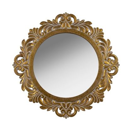 Дървено огледало златисто 77x2.5x77см