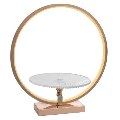 ЗЛАТЕН МЕТАЛЕН ВЕНЕЦ СЪС СТЪКЛЕНА ПЛОЧА И LED СВЕТЛИНА 40Х25Х43СМ