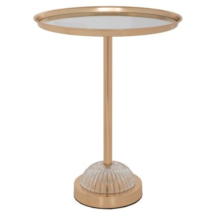 ЗЛАТИСТ МЕТАЛЕН ПОДНОС С ОГЛЕДАЛО НА ОСНОВА D30X40CM