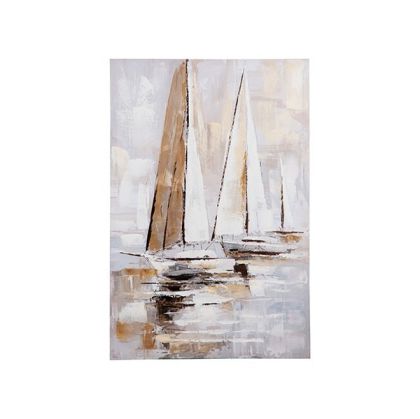 Картина 2 кораба бежово - бяло - светло синьо 60x3.5x90см