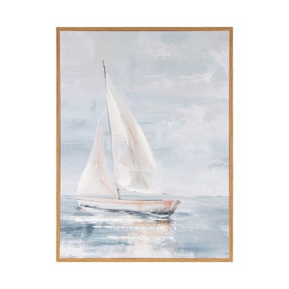 Картина кораб светло синьо - бяло 30x2x40см