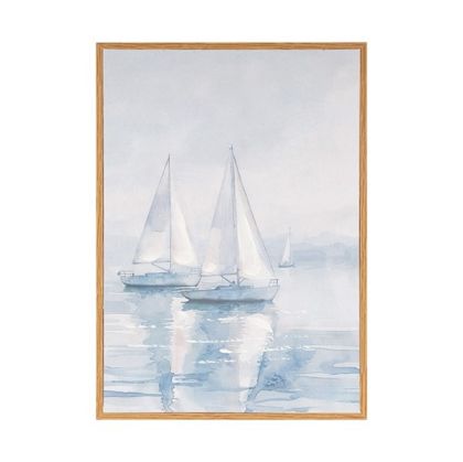 Картина кораби в светло синьо - бежово 30x2x40см