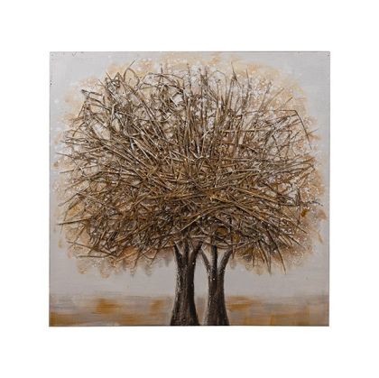 Картина 2 дървета кафяво-бежово-оранжево 82x4.5x82см