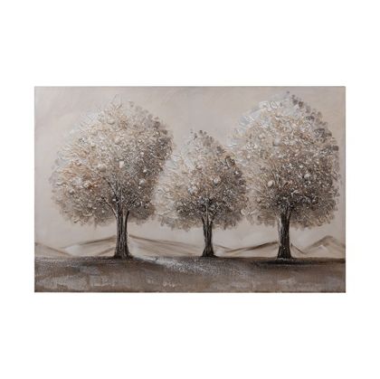 Картина 3 дървета кафяво-бяло-сребърно 60x3x90см