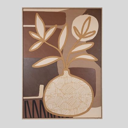 Картина ваза с цветя, бежова - плочка 100x140см