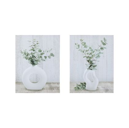 Картина ваза, S/2, бяло - зелен, 30x1.8x40см