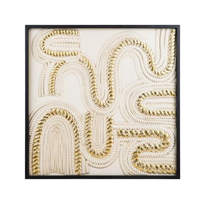 Картина дървена бежова - златна 80x4.5x80см