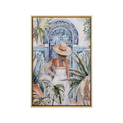 Картина жена, бежово - бяло - синьо 40x3.5x60см