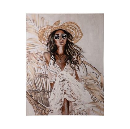 Картина жена, бяло - бежово - светло кафяво, 90x3.5x120см