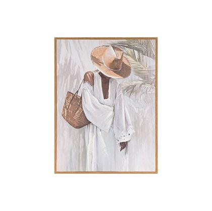 Картина жена, бяло - светло кафяво 30x2x40см