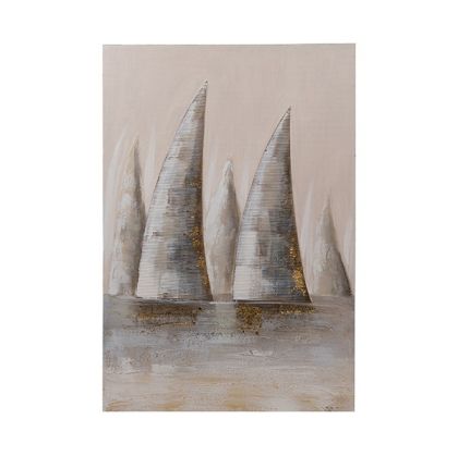 Картина кораб, бежово-светлосиньо-златисто 60x90см