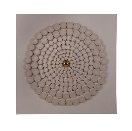 Картина кръг със златна топка, бяла, 90x3.5x90см