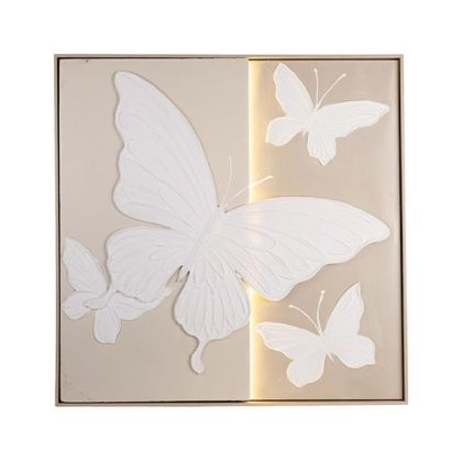 Картина платно Led пеперуди бяло-бежово 82x5x82см