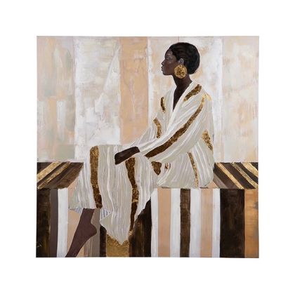 Картина платно жена бяло-златно 100x3.5x100см