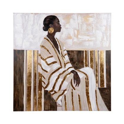 Картина платно жена бяло-златно 100x3.5x100см