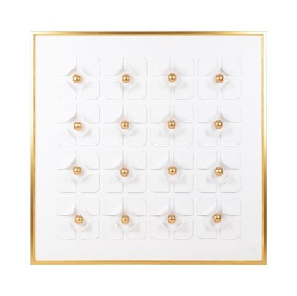 Картина платно, бяло - златно, 100x3.5x100см