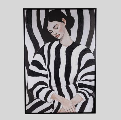 Картина с женска фигура, бяла - черна, 80x120 см