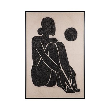 Картина с рамка, женска, черно-бежова, 80x120 см