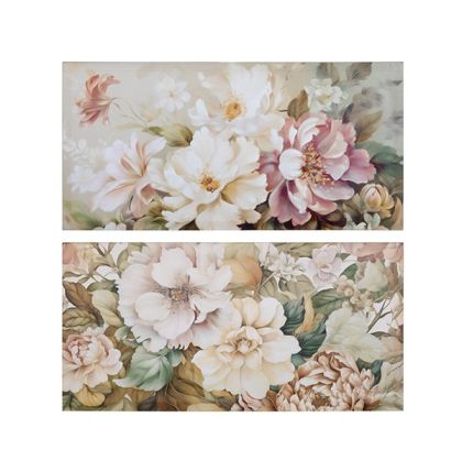 Картина с цветя, S/2, бяло - розово - зелен, 40x80см
