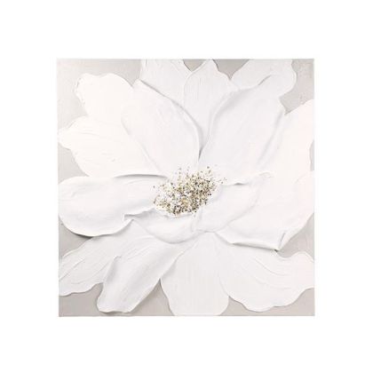 Картина цветя бяло-бежово-златно 100x3x100см