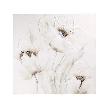 Картина цветя бяло-кафяво 80x3x80см