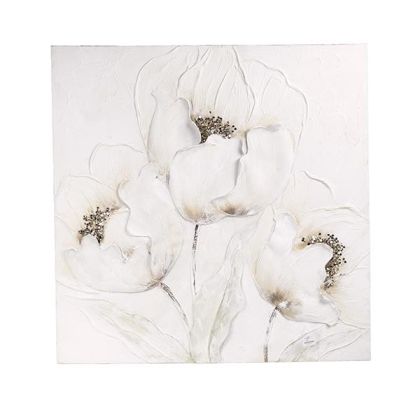 Картина цветя бяло-кафяво 80x3x80см